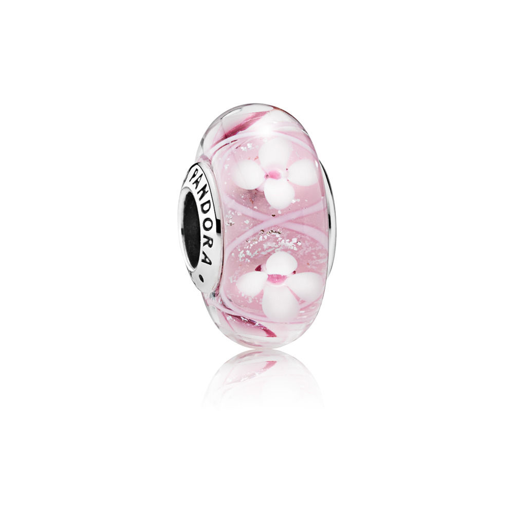 Pink Bloom Murano Glass Charm
