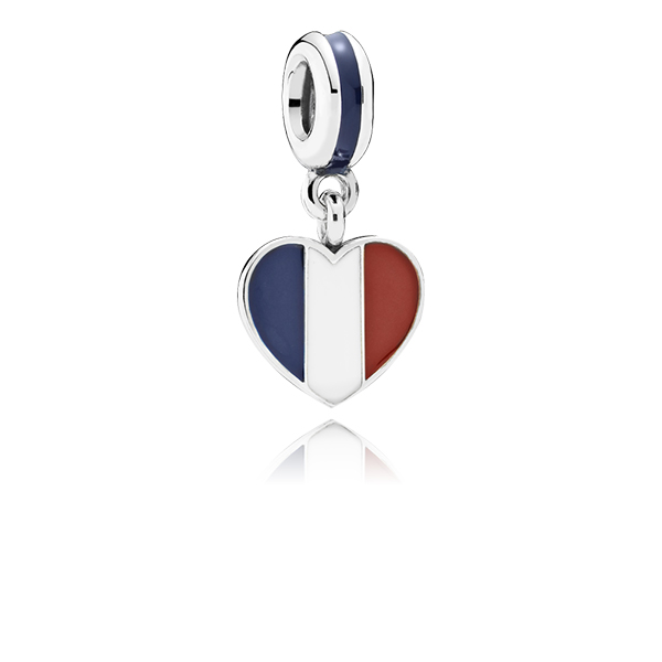 France Heart Flag Pendant Charm